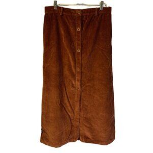 First Rite Corduroy Maxi Skirt Women's Size L Brown Neutral Made in USA Buttons